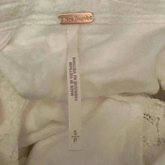 Free People Tea Time Womens Long Puff Sleeve Floral Lace Stretch Crop Top NEW - Picture 7 of 10